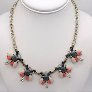 J. Crew Gray Coral Cream Jeweled Necklace
